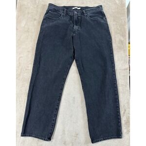 Levi's 94 Baggy Jeans Women 32(36)x31 Black Straight Leg‎ Denim Casual EUC